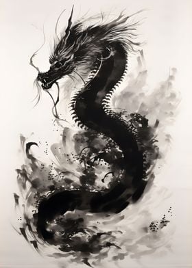 Black Dragon Ink Art