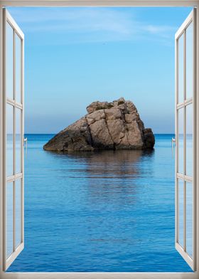 Window view sea ibiza