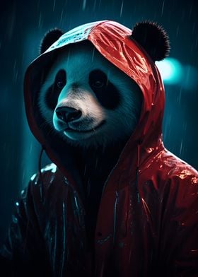 Panda in a Raincoat