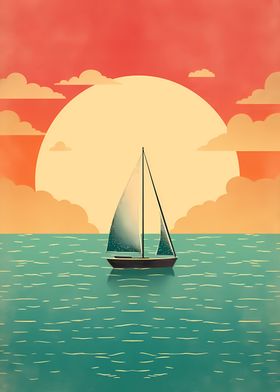 Sailboat Calm Sea Sunset