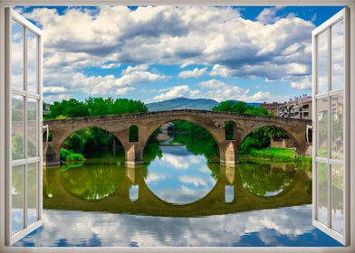 Window view bridge river