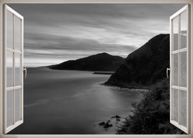 Window view cliffs sea