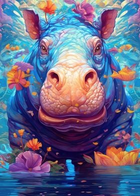 Hippo Flower Portrait 