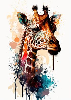 Giraffe Colorful Painting