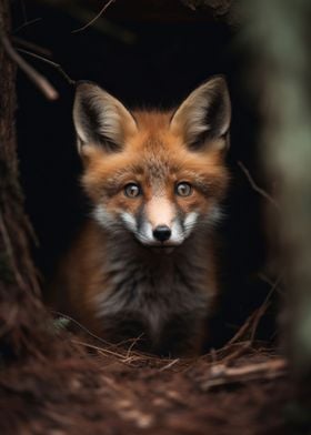 Baby Fox looks out