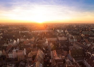 Strasbourg sunset skyline 