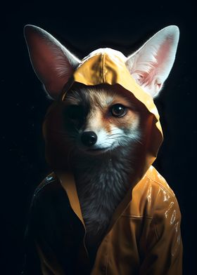 Fennec Fox in a Raincoat