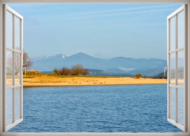 Window view lake blue