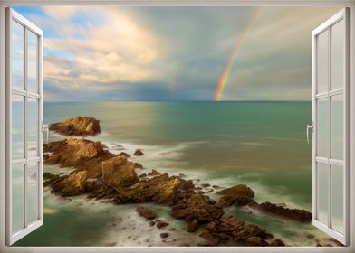 Window view sea landscape