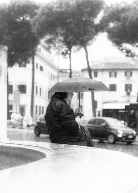 Woman in umbrella Rome