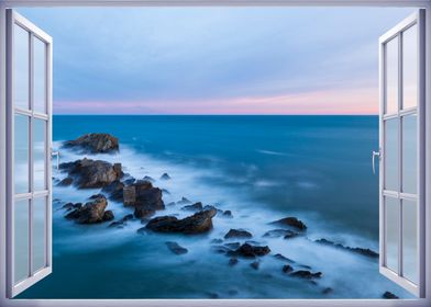 Window view sea landscape