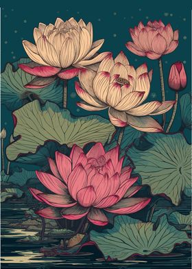 Lotus bloom painting