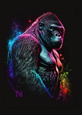 Gorilla Neon Art