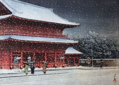 Snow over Zojoji Temple