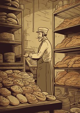 Baker in bakery shop