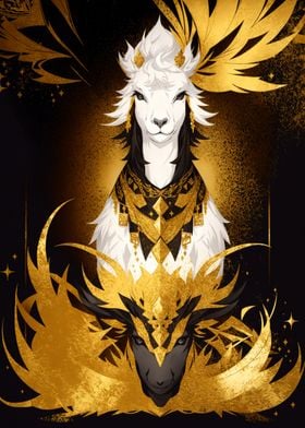 Abstract gold llama