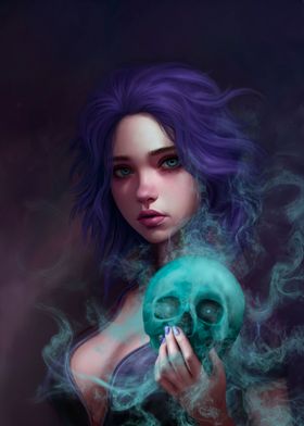 Girl and skull