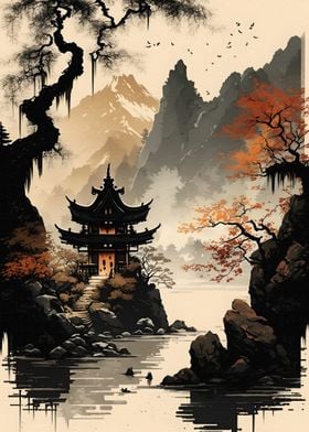 Watercolor chinese style