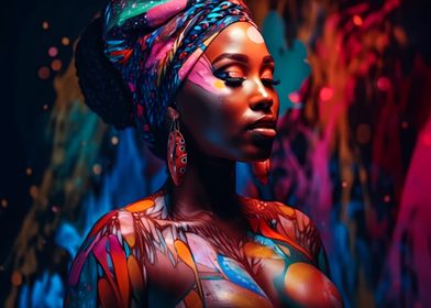 African model bodypainted