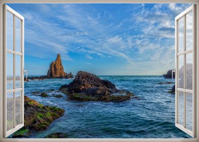 Window view sea landscape