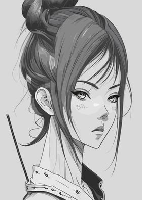 Anime Sketch of a Lady