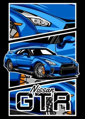 Blue Nissan GTR in Style