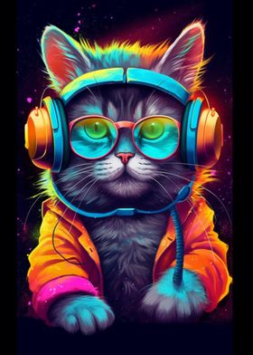 DJ cat sunglass