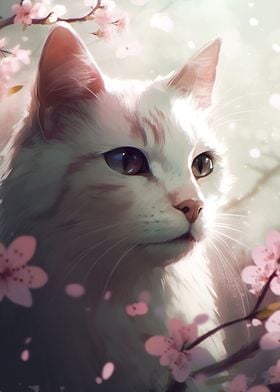  Cat cherry blossom