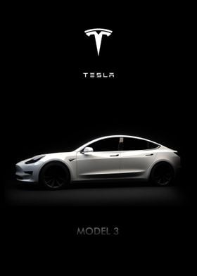 Poster for Sale mit Tesla Model 3 Schwarz von sugoishrimp