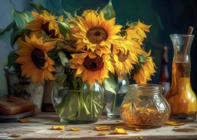 Sunflowers On A Table