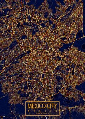 Mexico Map City At Night