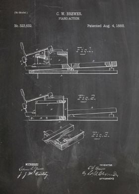 Piano action patent 1885