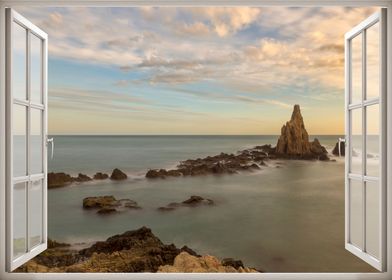 Window view sea landscape