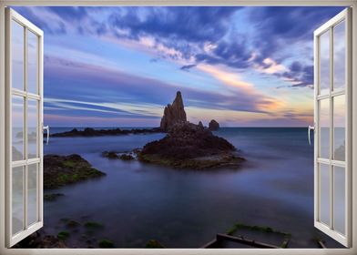 Window view sea landscape