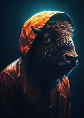 Bison in a Raincoat