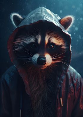 Raccoon in a Raincoat
