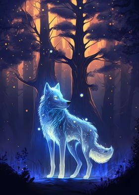 Glowing White Wolf