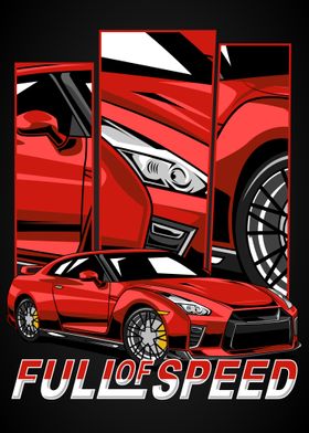Speed Red Car Nissan GTR