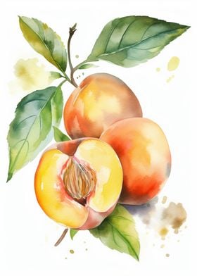 Apricot Watercolor Fruit