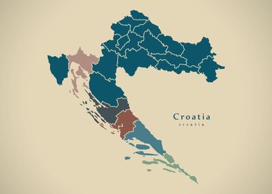 Croatia with counties map