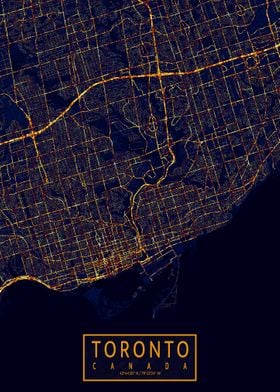 Toronto Map City At Night