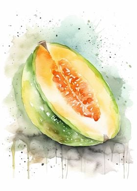 Cantaloupe Watercolor 