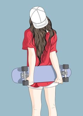 Cute Skater Girl Poster