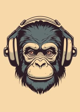 Calm Monkey with Headphone