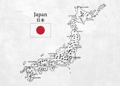 Handdrawn Japan Map