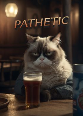 Grumpy Judgmental Beer Cat
