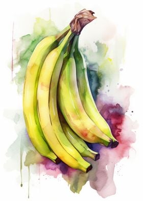 Banana Watercolor Fruit