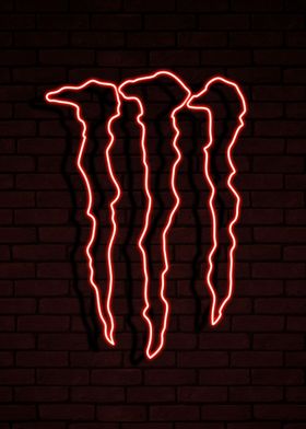 monster energy neon  red
