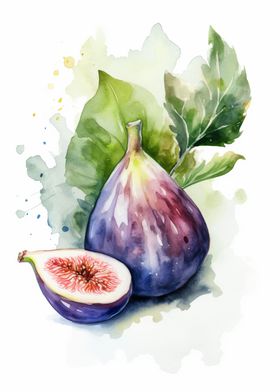 Fig Fruit Watercolor