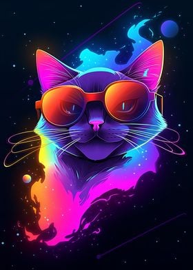 Neon Space Cat